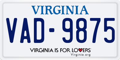 VA license plate VAD9875