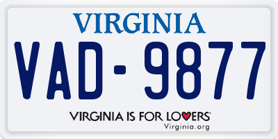 VA license plate VAD9877