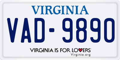VA license plate VAD9890