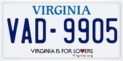 VA license plate VAD9905