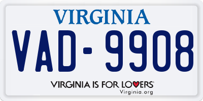 VA license plate VAD9908