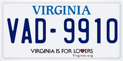 VA license plate VAD9910