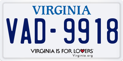 VA license plate VAD9918