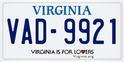 VA license plate VAD9921
