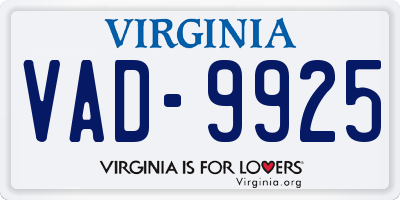 VA license plate VAD9925