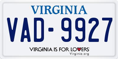 VA license plate VAD9927