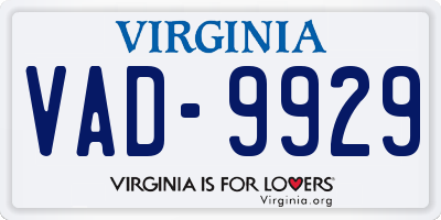 VA license plate VAD9929