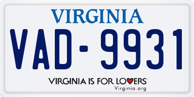 VA license plate VAD9931