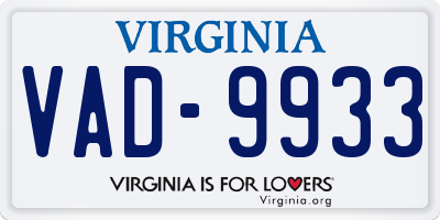 VA license plate VAD9933