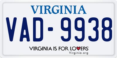 VA license plate VAD9938