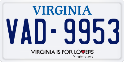 VA license plate VAD9953