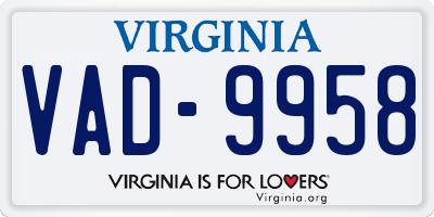 VA license plate VAD9958