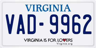 VA license plate VAD9962
