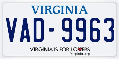 VA license plate VAD9963