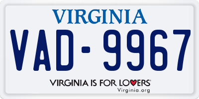 VA license plate VAD9967