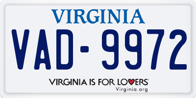 VA license plate VAD9972