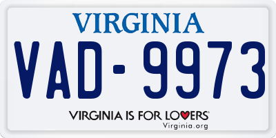 VA license plate VAD9973