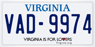 VA license plate VAD9974