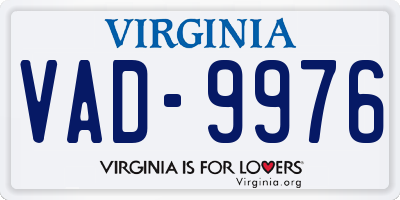 VA license plate VAD9976