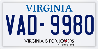 VA license plate VAD9980