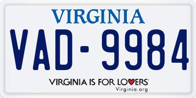 VA license plate VAD9984