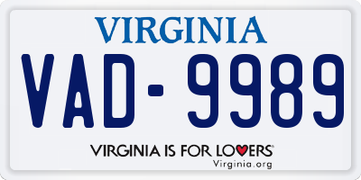 VA license plate VAD9989