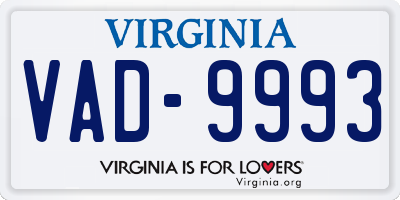 VA license plate VAD9993