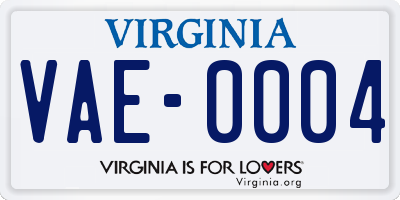 VA license plate VAE0004