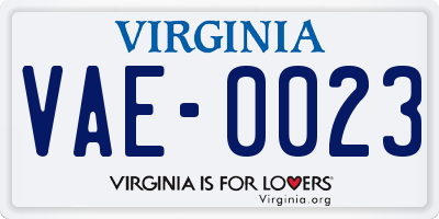 VA license plate VAE0023