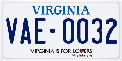 VA license plate VAE0032