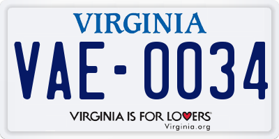 VA license plate VAE0034