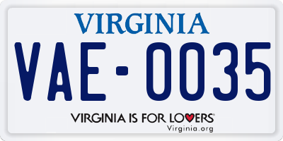 VA license plate VAE0035