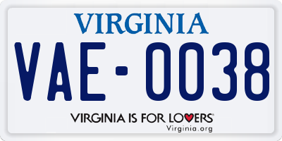 VA license plate VAE0038