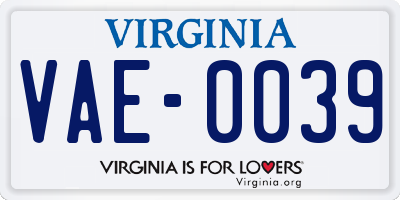 VA license plate VAE0039