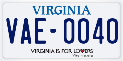 VA license plate VAE0040