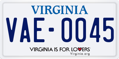 VA license plate VAE0045
