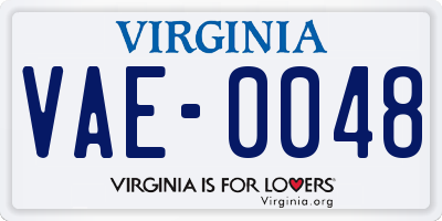 VA license plate VAE0048