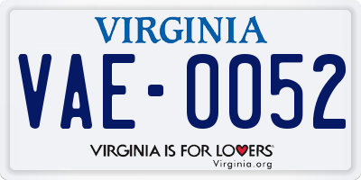 VA license plate VAE0052