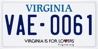 VA license plate VAE0061