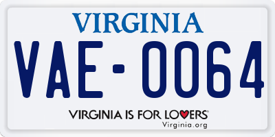 VA license plate VAE0064