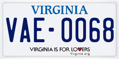 VA license plate VAE0068