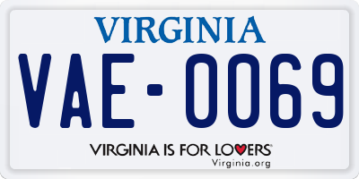 VA license plate VAE0069