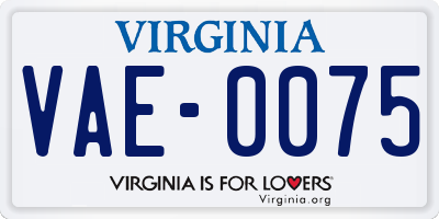 VA license plate VAE0075