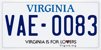 VA license plate VAE0083
