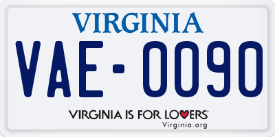 VA license plate VAE0090