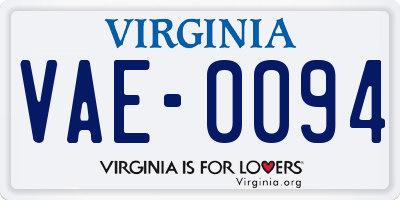 VA license plate VAE0094
