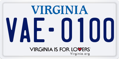 VA license plate VAE0100