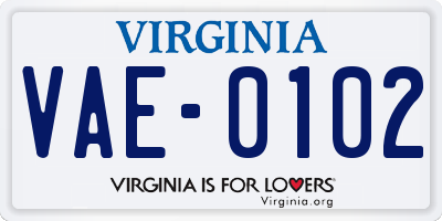 VA license plate VAE0102