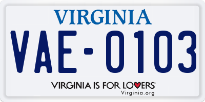 VA license plate VAE0103
