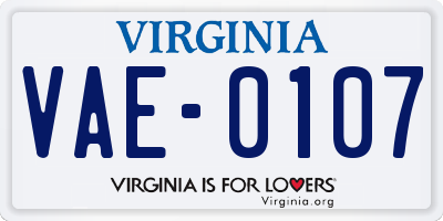 VA license plate VAE0107